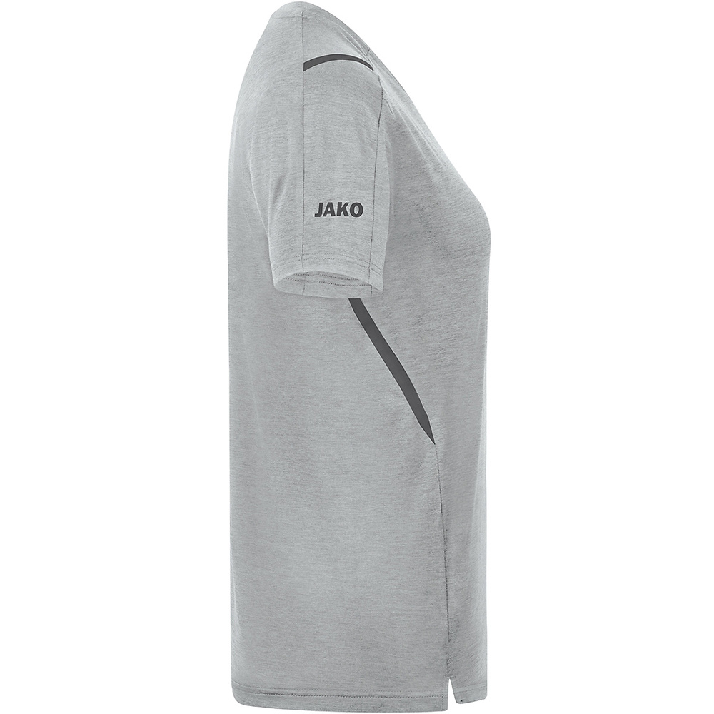 CAMISETA JAKO CHALLENGE MANGA CORTA, GRIS MELANGE-ANTRACITA MUJER. 