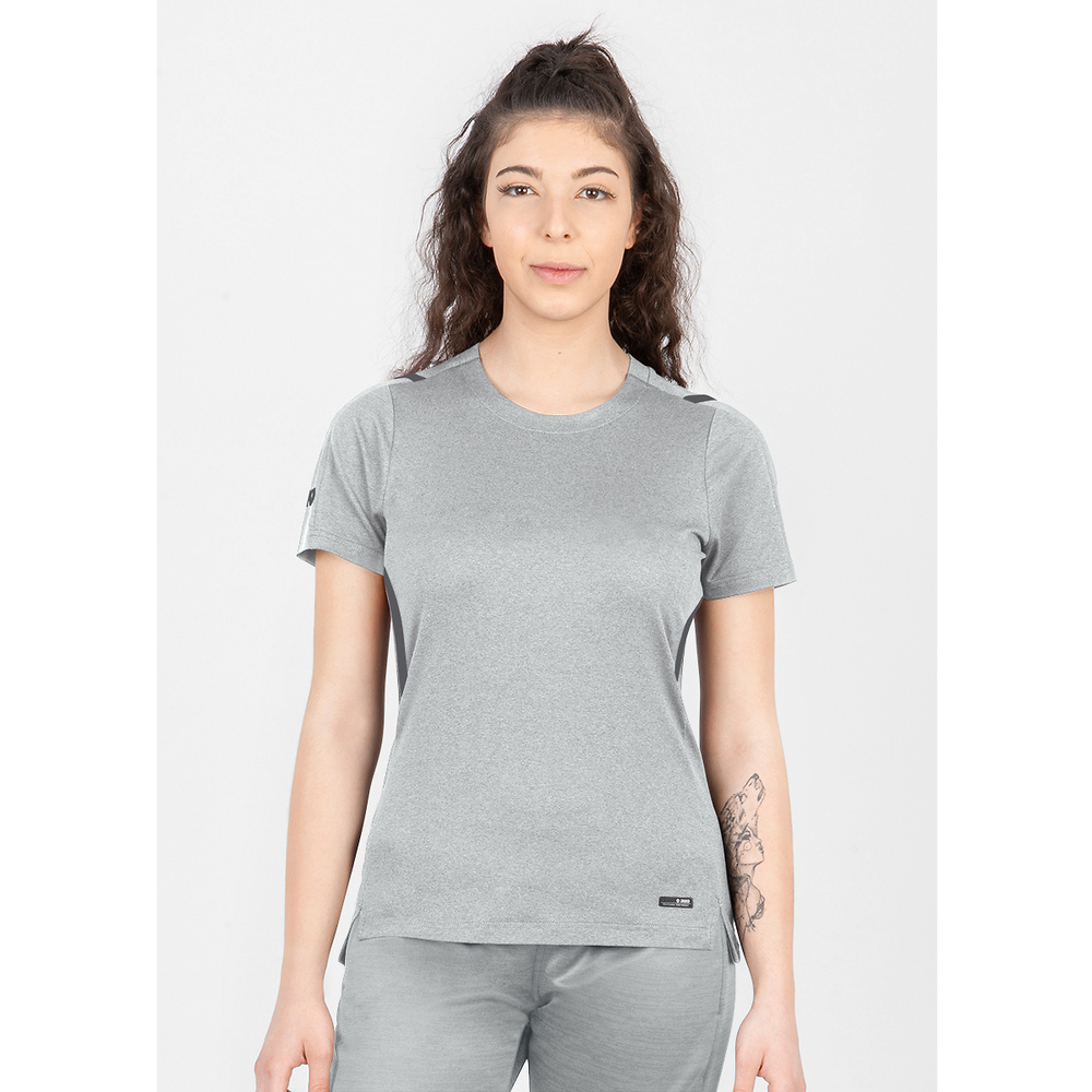 CAMISETA JAKO CHALLENGE MANGA CORTA, GRIS MELANGE-ANTRACITA MUJER. 