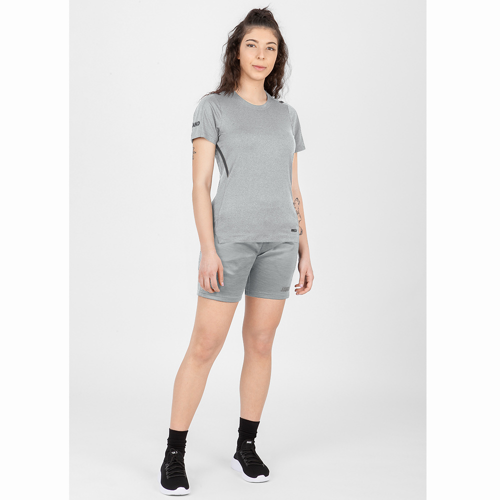 CAMISETA JAKO CHALLENGE MANGA CORTA, GRIS MELANGE-ANTRACITA MUJER. 