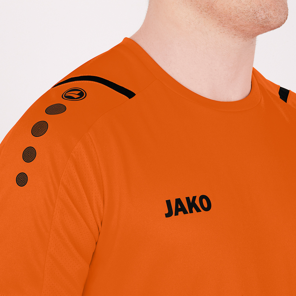 CAMISETA JAKO CHALLENGE MANGA CORTA, NARANJA-NEGRA HOMBRE. 