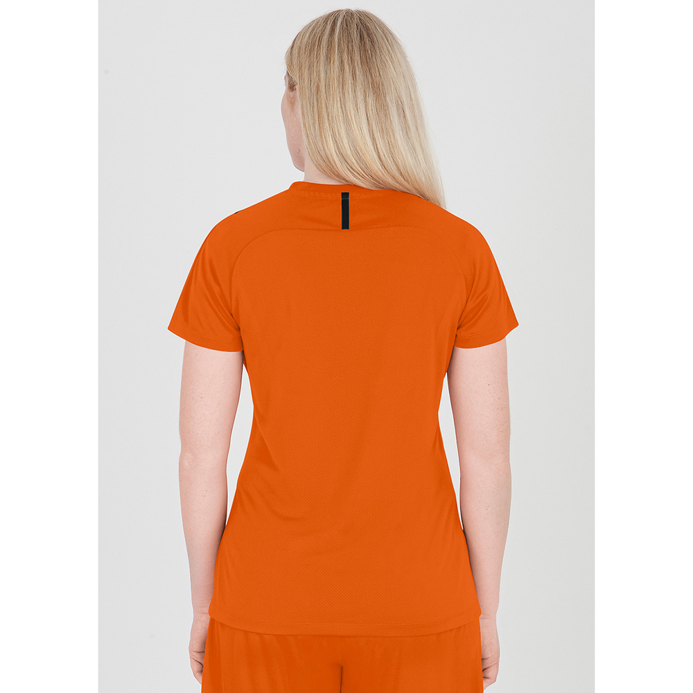 CAMISETA JAKO CHALLENGE MANGA CORTA, NARANJA-NEGRA MUJER. 