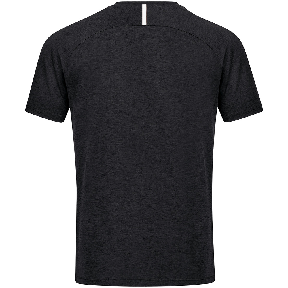CAMISETA JAKO CHALLENGE MANGA CORTA, NEGRA MELANGE-BLANCA NIÑO. 