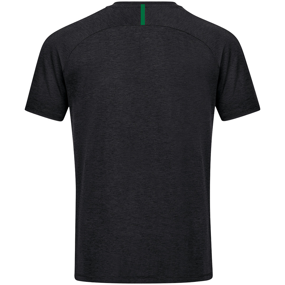 CAMISETA JAKO CHALLENGE MANGA CORTA, NEGRA MELANGE-VERDE HOMBRE. 