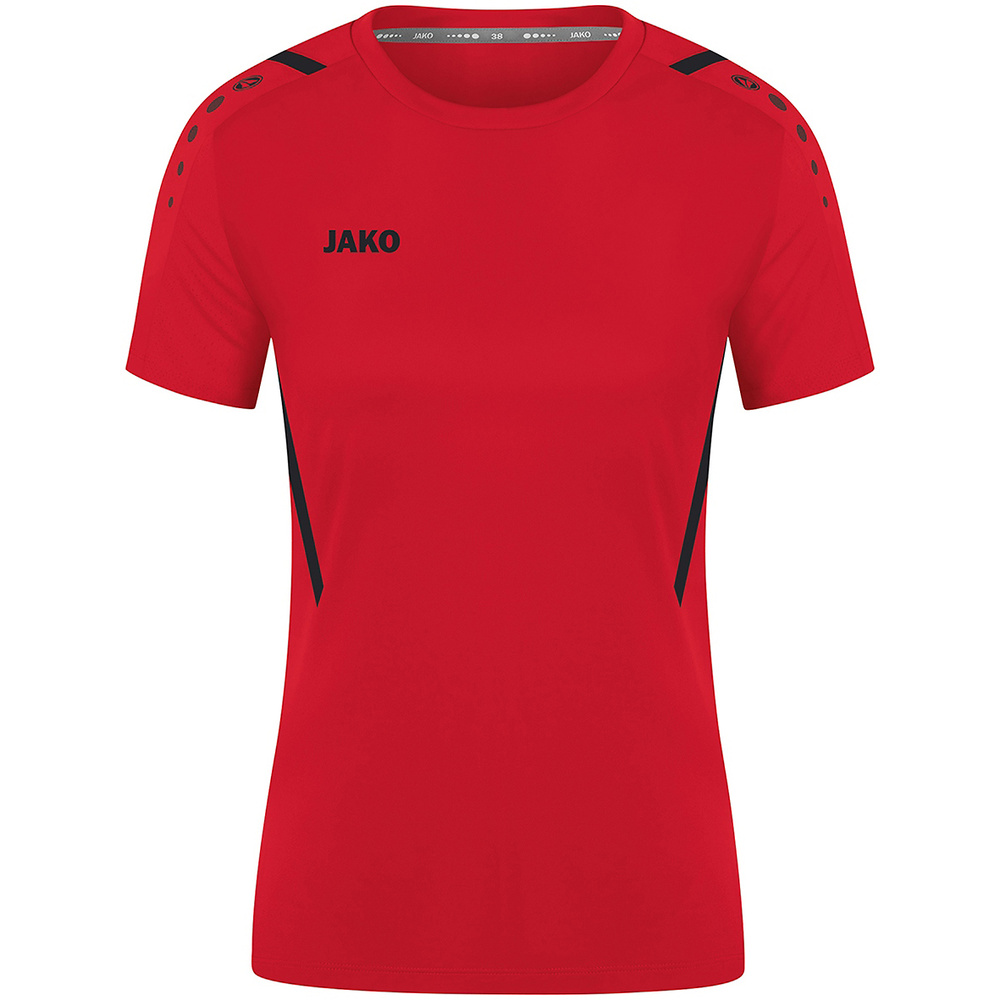 CAMISETA JAKO CHALLENGE MANGA CORTA, ROJA-NEGRA MUJER. 