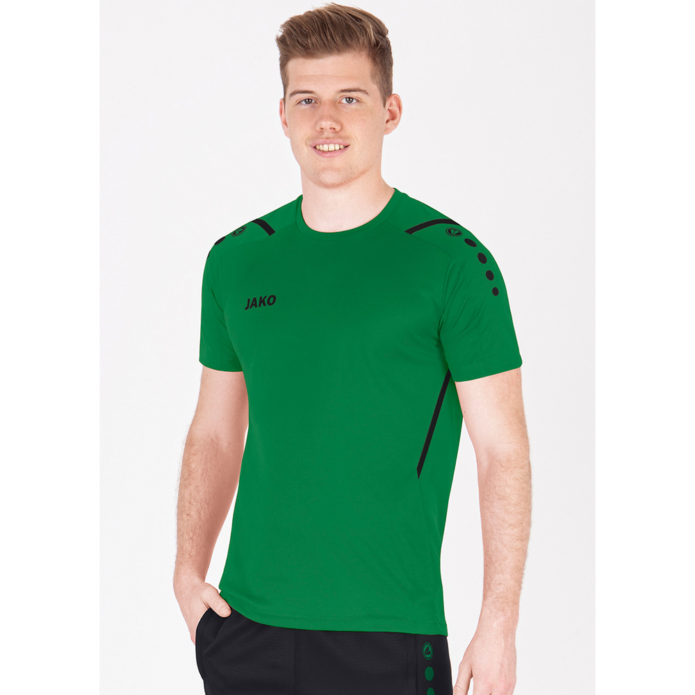 CAMISETA JAKO CHALLENGE MANGA CORTA, VERDE-NEGRO HOMBRE. 