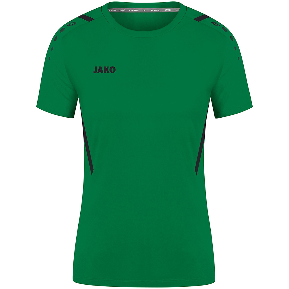 CAMISETA JAKO CHALLENGE MANGA CORTA, VERDE-NEGRO MUJER. 