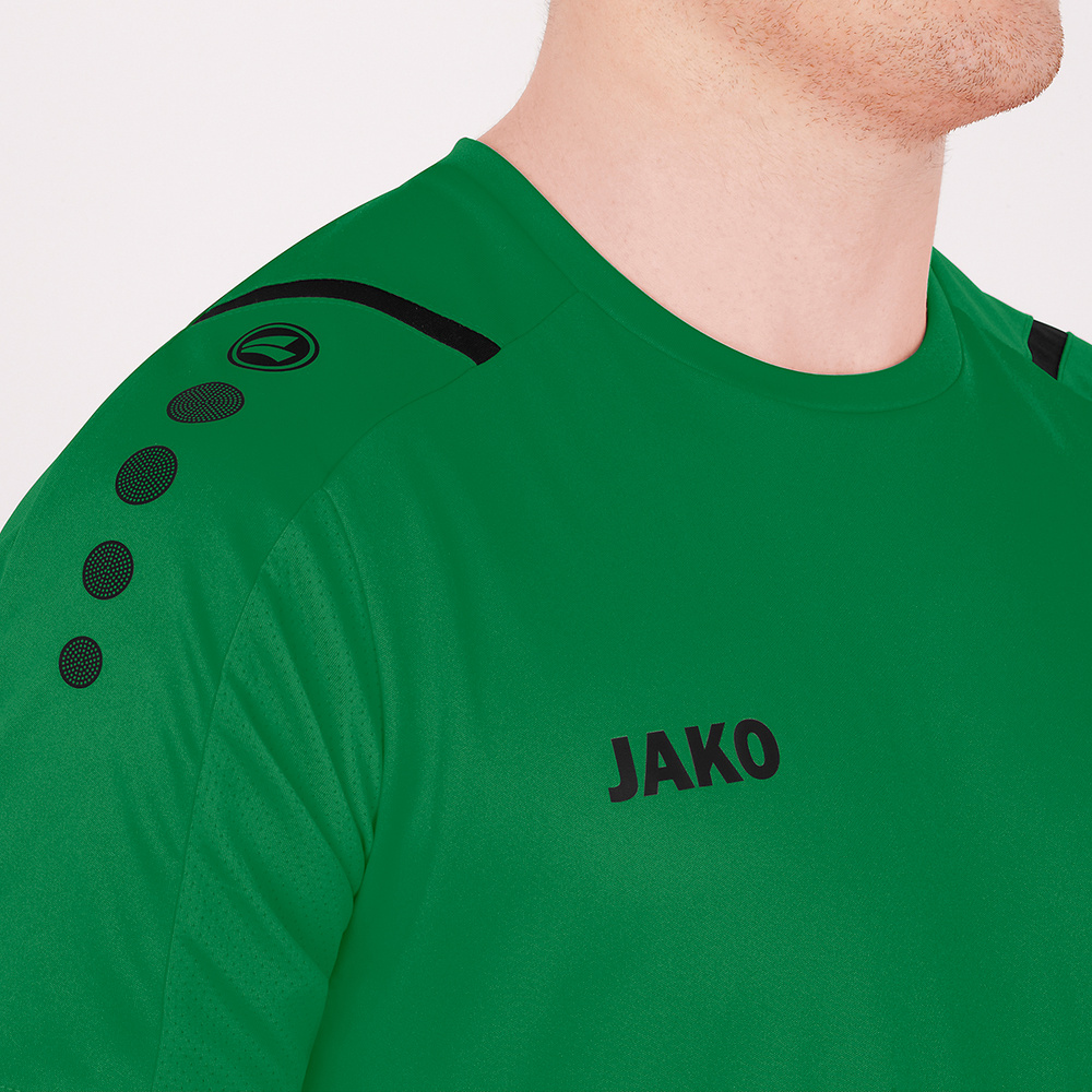 CAMISETA JAKO CHALLENGE MANGA CORTA, VERDE-NEGRO NIÑO. 