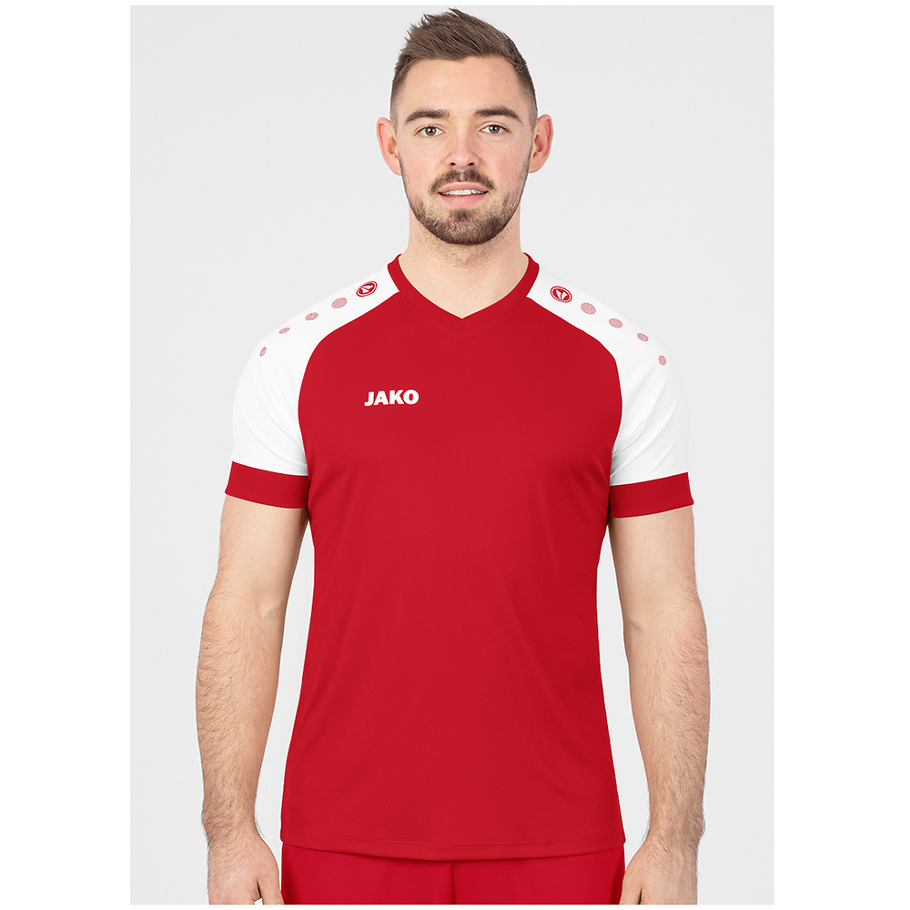 CAMISETA JAKO CHAMP 2.0 MANGA CORTA, ROJA-BLANCA HOMBRE. 