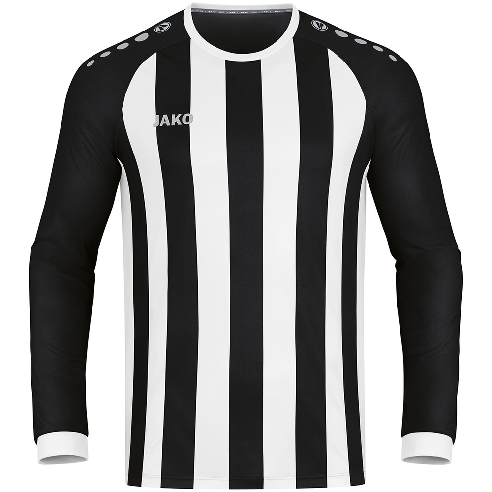 CAMISETA JAKO INTER MANGA LARGA, NEGRA-BLANCA-PLATA HOMBRE. 