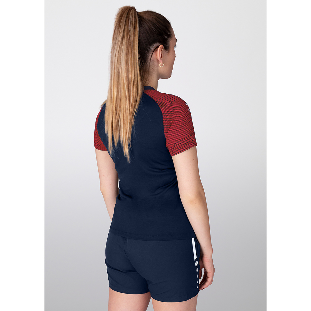 CAMISETA JAKO PERFORMANCE, MARINO-ROJA MUJER. 