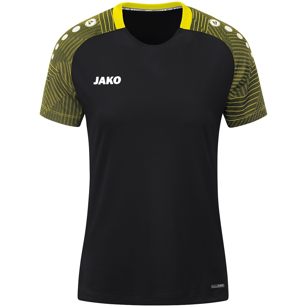 CAMISETA JAKO PERFORMANCE, NEGRA-AMARILLA MUJER. 