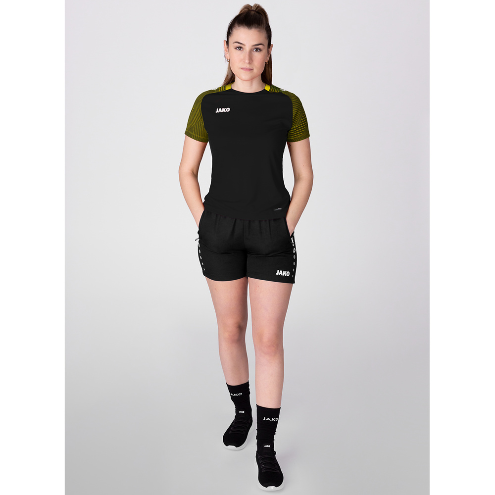 CAMISETA JAKO PERFORMANCE, NEGRA-AMARILLA MUJER. 