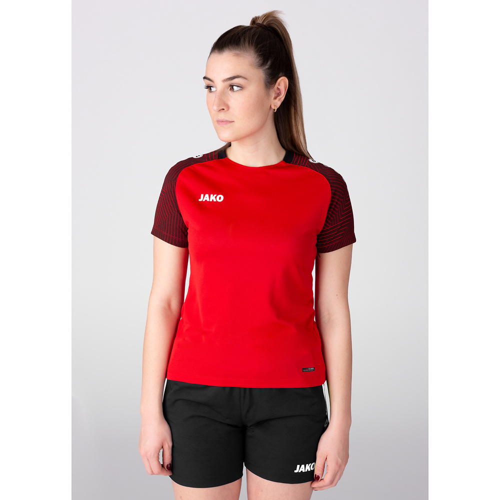 CAMISETA JAKO PERFORMANCE, ROJA-NEGRA MUJER. 