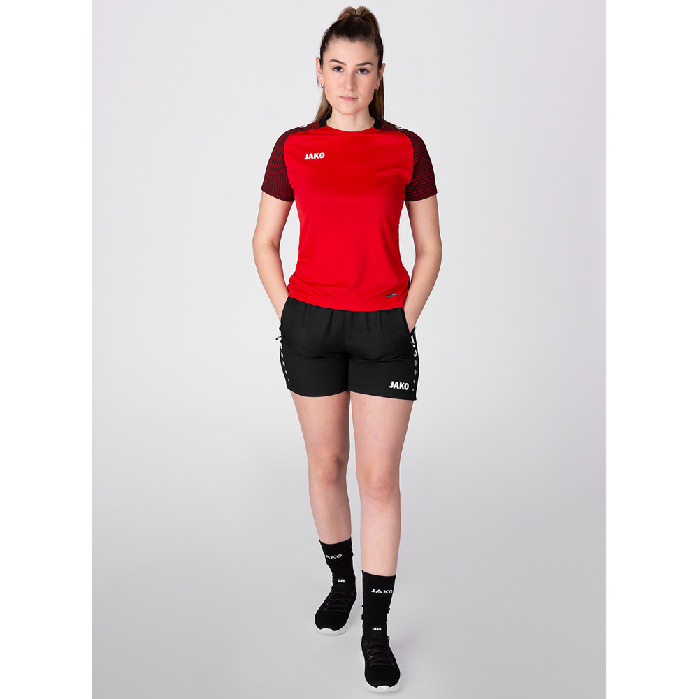 CAMISETA JAKO PERFORMANCE, ROJA-NEGRA MUJER. 