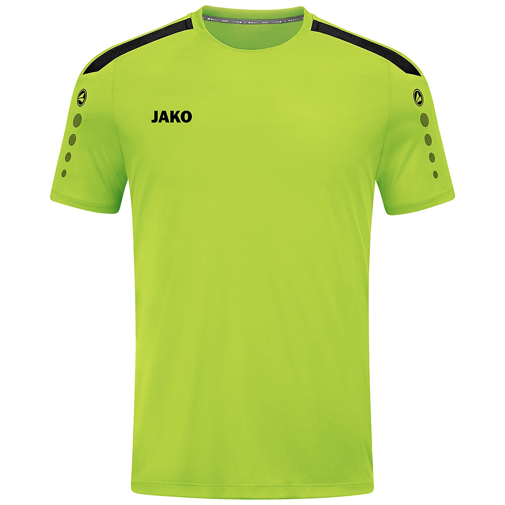 CAMISETA JAKO POWER MANGA CORTA, VERDE NEÓN-BLANCA HOMBRE. 