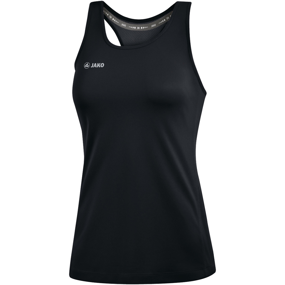 CAMISETA JAKO RUN 2.0 SIN MANGAS, NEGRA MUJER. 