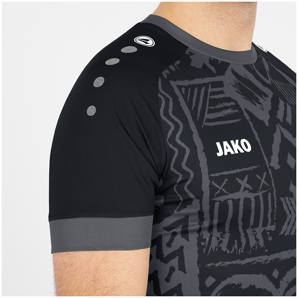 CAMISETA JAKO TROPICANA MANGA CORTA, NEGRA-ANTRACITA HOMBRE. 