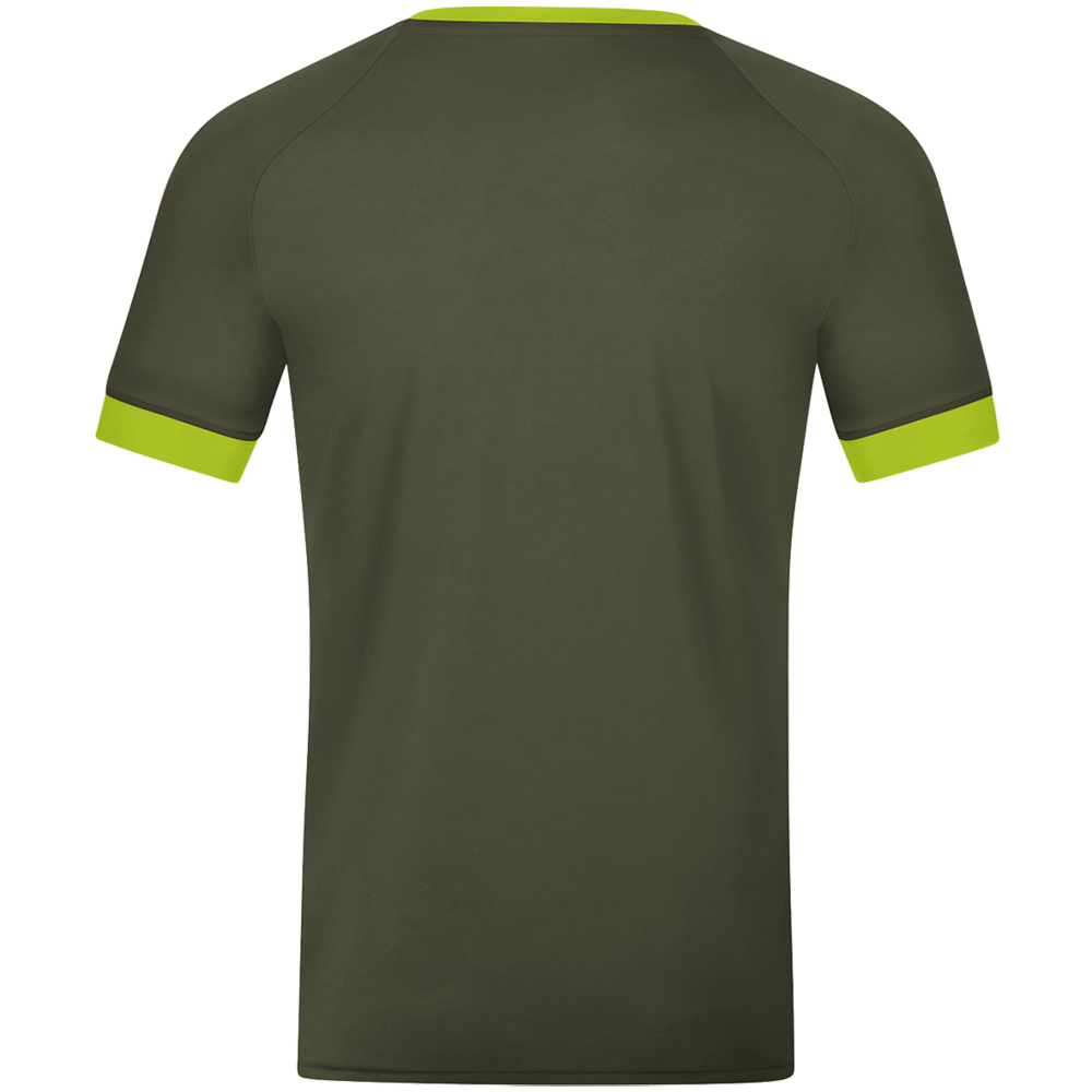 CAMISETA JAKO TROPICANA MANGA CORTA, VERDE CAQUI-VERDE NEÓN NIÑO. 