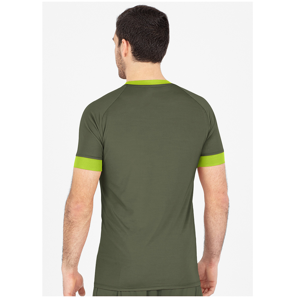 CAMISETA JAKO TROPICANA MANGA CORTA, VERDE CAQUI-VERDE NEÓN NIÑO. 