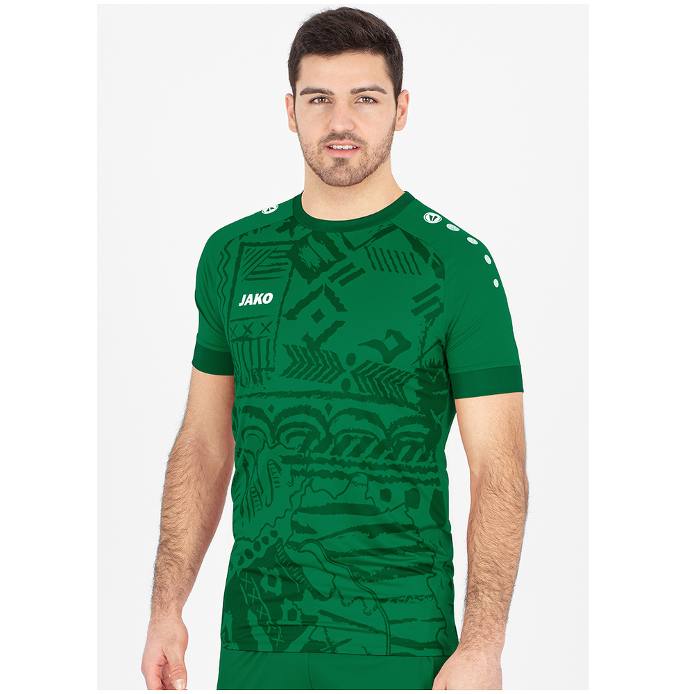 CAMISETA JAKO TROPICANA MANGA CORTA, VERDE NIÑO. 