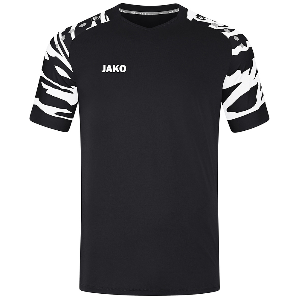 CAMISETA MANGA CORTA JAKO WILD, NEGRA-BLANCA UNISEX. 