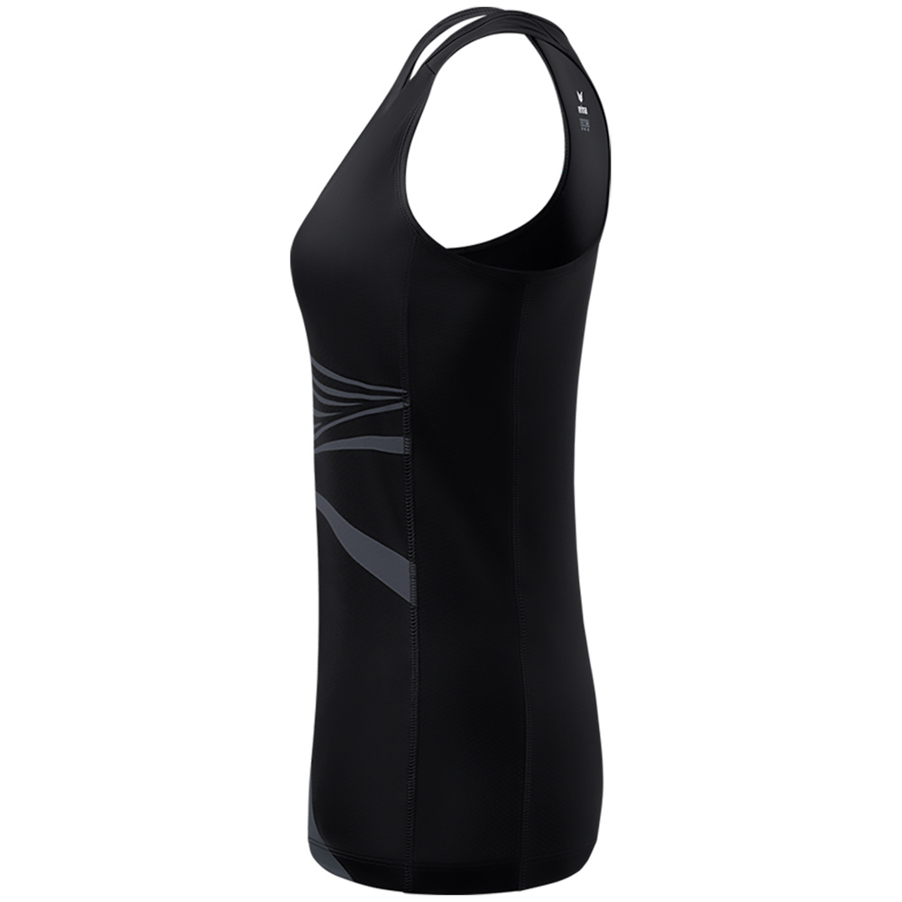 CAMISETA SIN MANGAS ERIMA RACING SINGLET, NEGRA MUJER. 