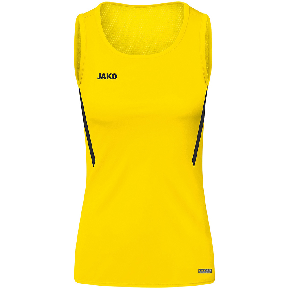 CAMISETA TIRANTES JAKO CHALLENGE, AMARILLA-NEGRA MUJER. 