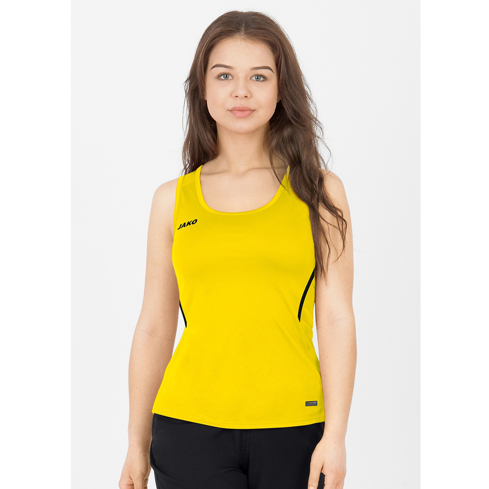 CAMISETA TIRANTES JAKO CHALLENGE, AMARILLA-NEGRA MUJER. 