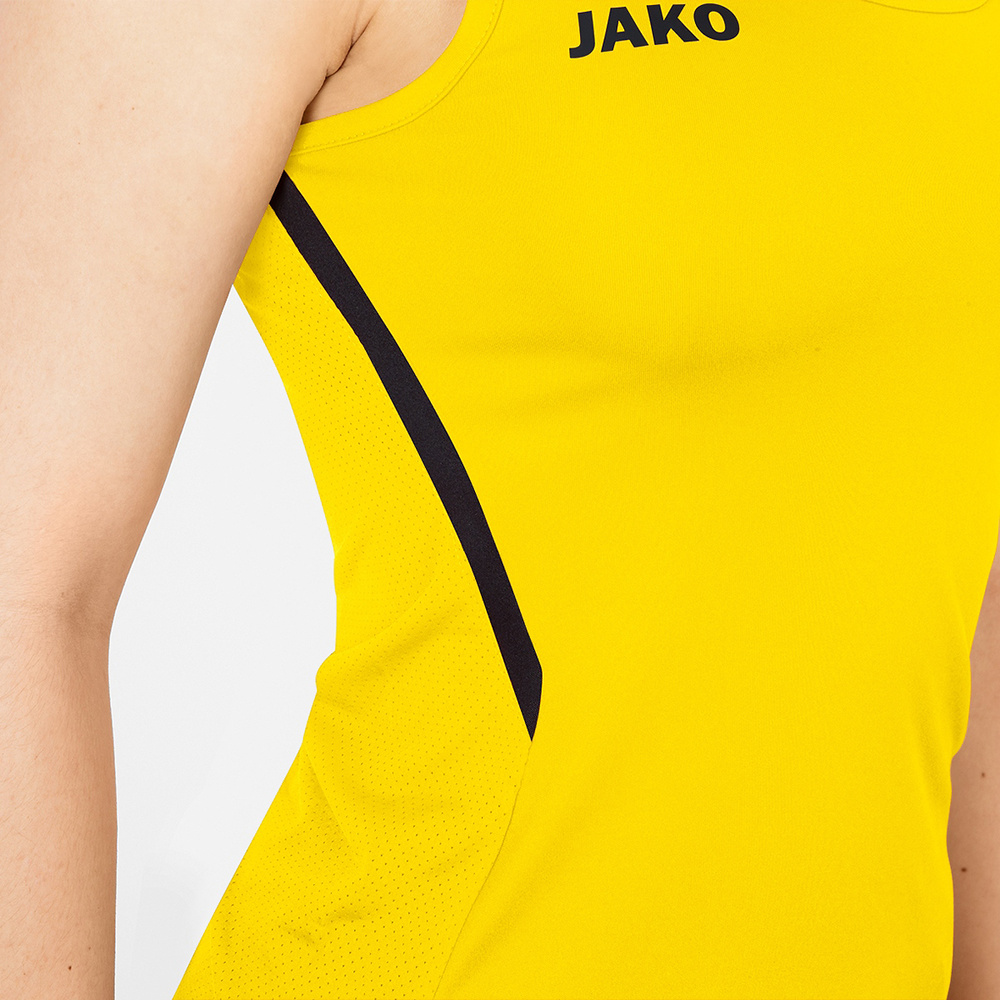 CAMISETA TIRANTES JAKO CHALLENGE, AMARILLA-NEGRA MUJER. 