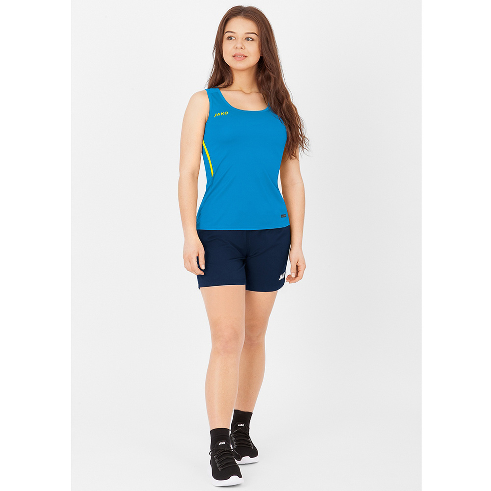 CAMISETA TIRANTES JAKO CHALLENGE, AZUL JAKO-AMARILLA NEÓN MUJER. 