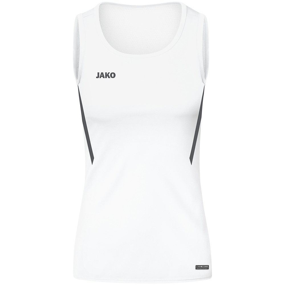 CAMISETA TIRANTES JAKO CHALLENGE, BLANCA-ANTRACITA MUJER. 