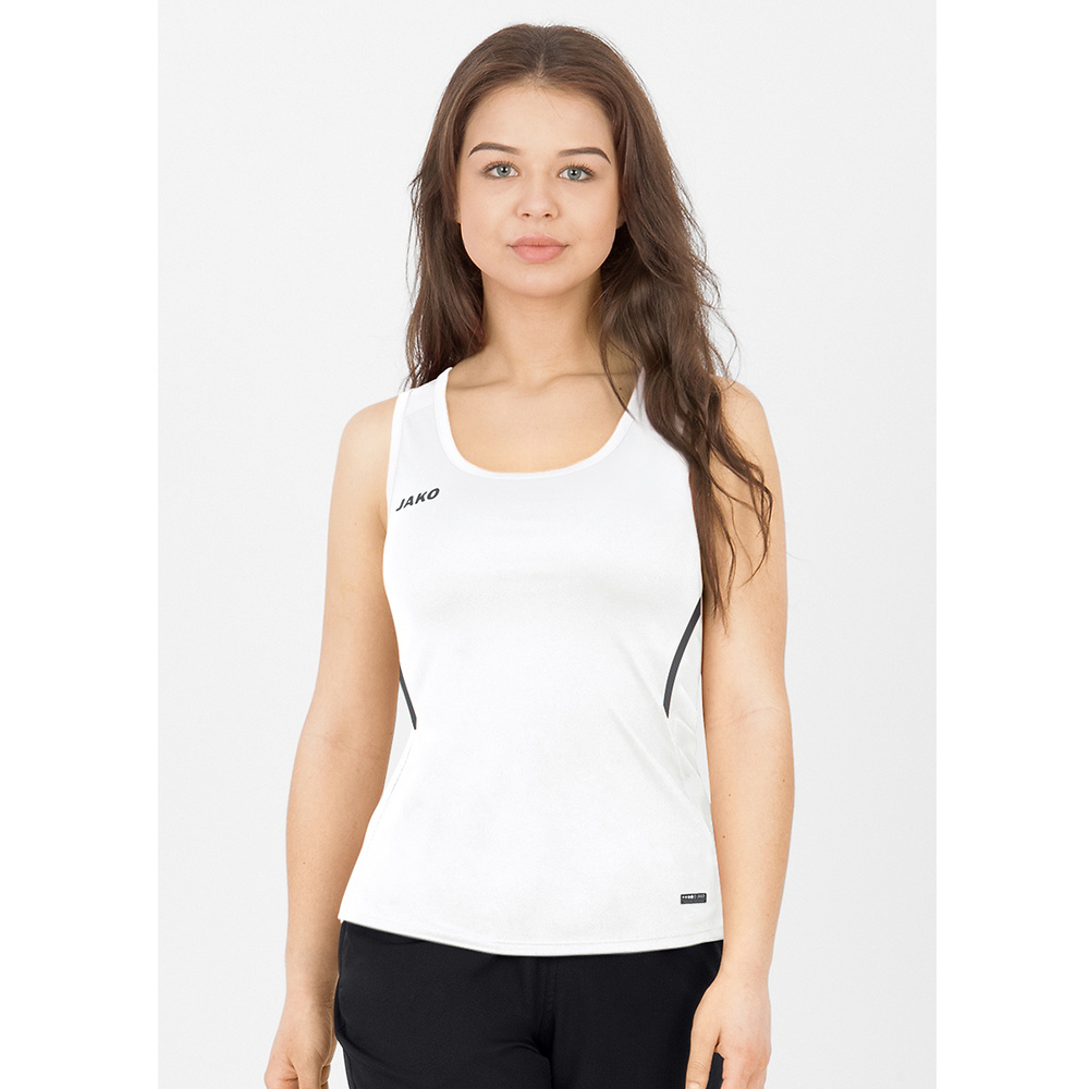 CAMISETA TIRANTES JAKO CHALLENGE, BLANCA-ANTRACITA MUJER. 