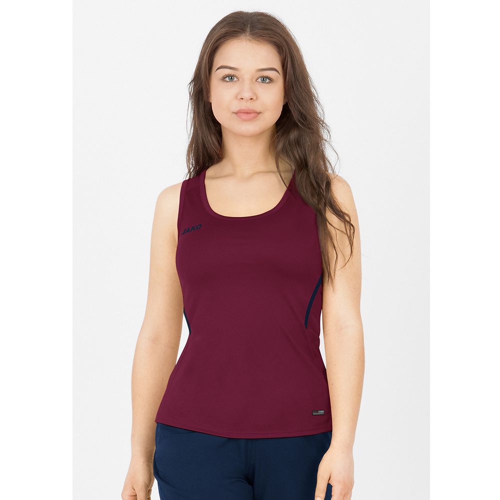 CAMISETA TIRANTES JAKO CHALLENGE, BURDEOS-MARINO MUJER. 