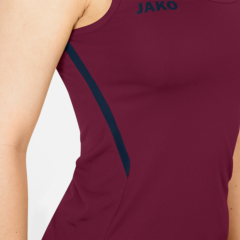 CAMISETA TIRANTES JAKO CHALLENGE, BURDEOS-MARINO MUJER. 