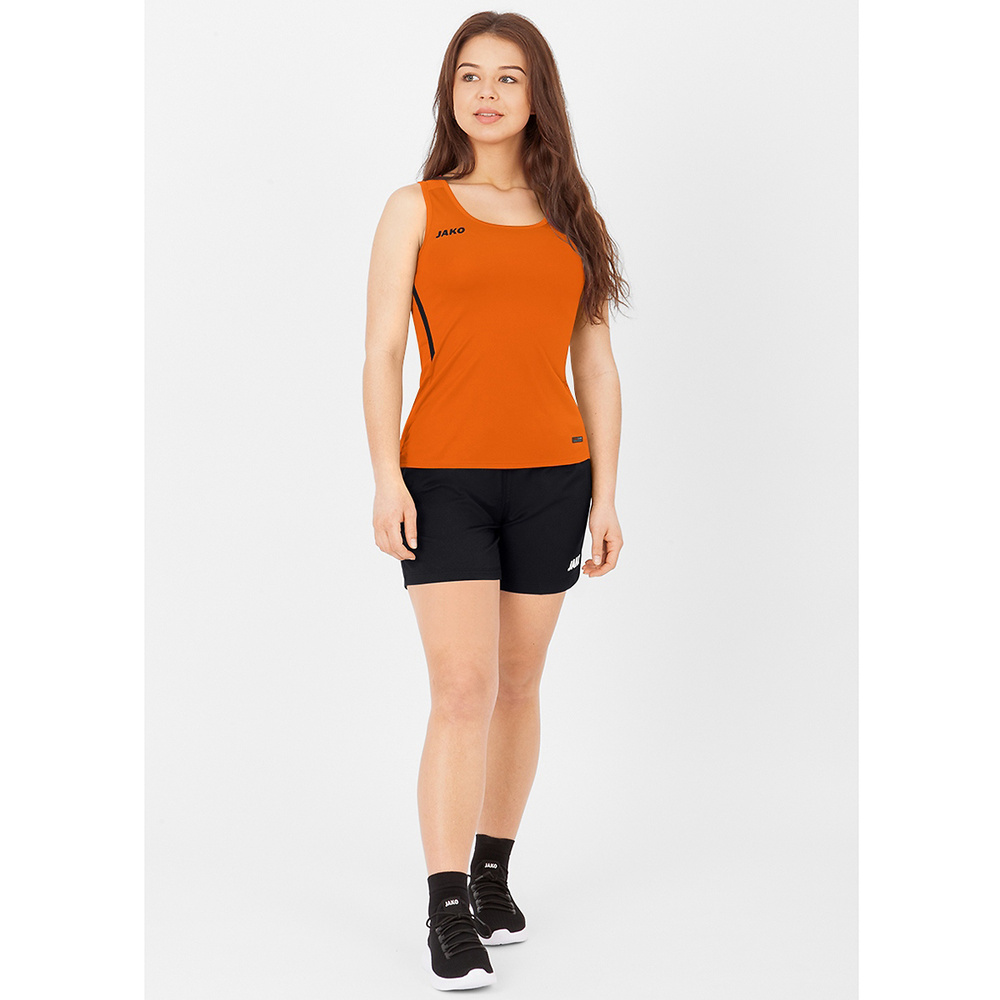 CAMISETA TIRANTES JAKO CHALLENGE, NARANJA-NEGRA MUJER.