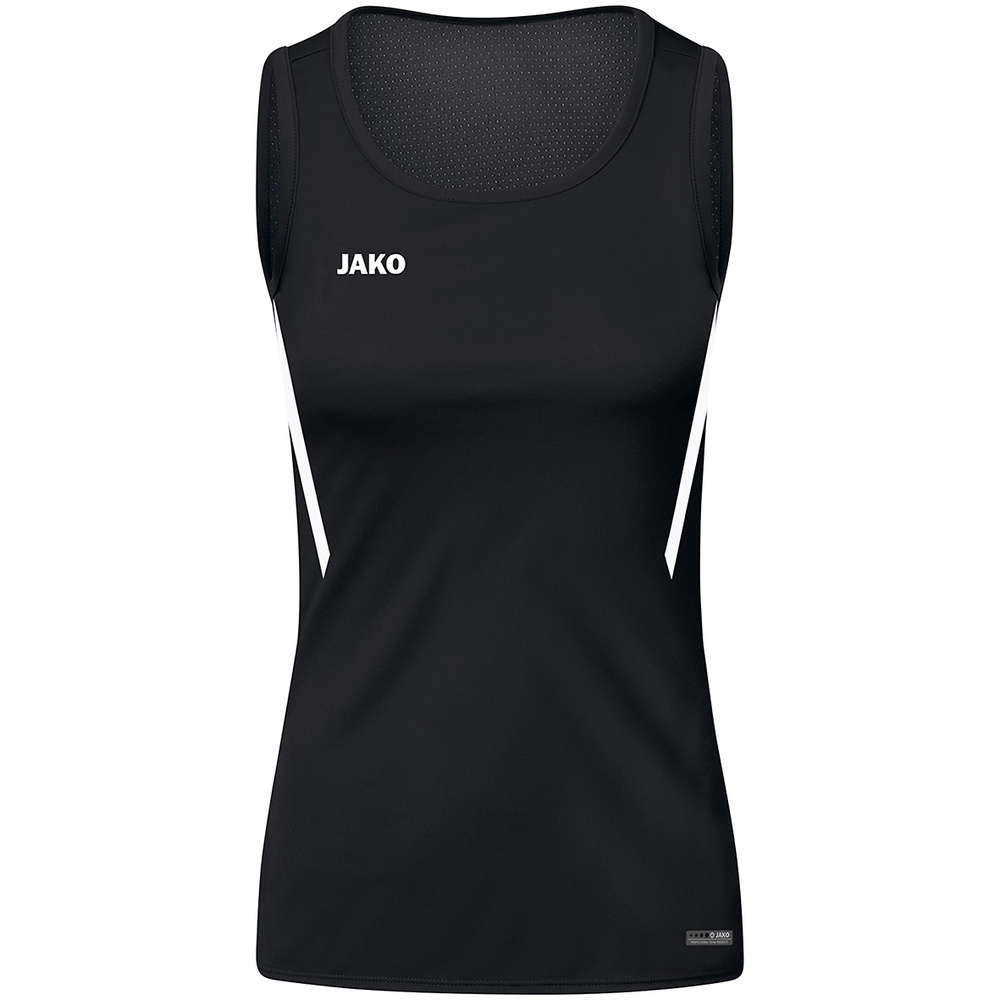 CAMISETA TIRANTES JAKO CHALLENGE, NEGRA-BLANCA MUJER. 