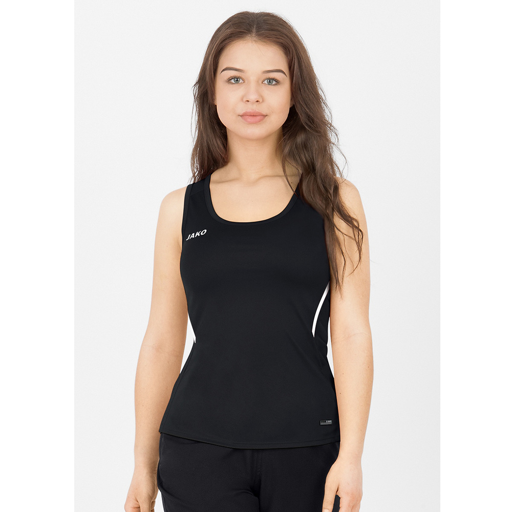 CAMISETA TIRANTES JAKO CHALLENGE, NEGRA-BLANCA MUJER. 