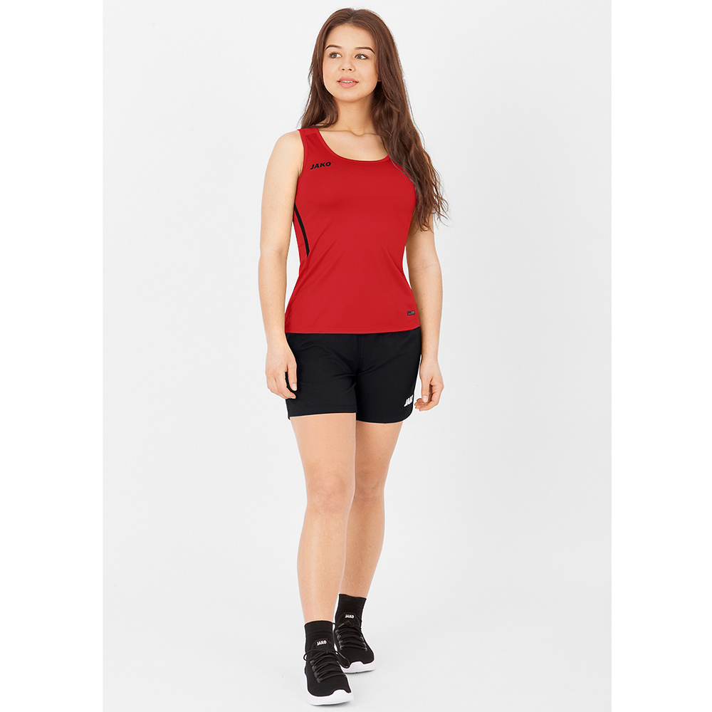 CAMISETA TIRANTES JAKO CHALLENGE, ROJA-NEGRA MUJER. 