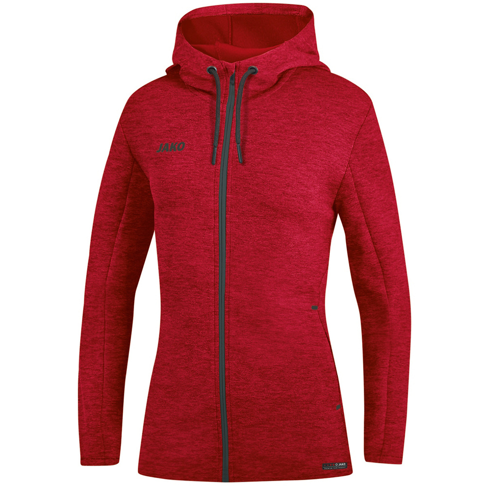 CHAQUETA CHÁNDAL JAKO PREMIUM BASICS, ROJA MELANGE MUJER. 