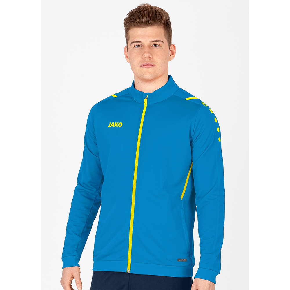 CHAQUETA CHÁNDAL POLIÉSTER JAKO CHALLENGE, AZUL JAKO-AMARILLO NEÓN HOMBRE. 