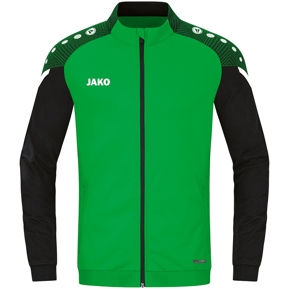 CHAQUETA CHÁNDAL POLIÉSTER JAKO PERFORMANCE, VERDE-NEGRA NIÑO. 