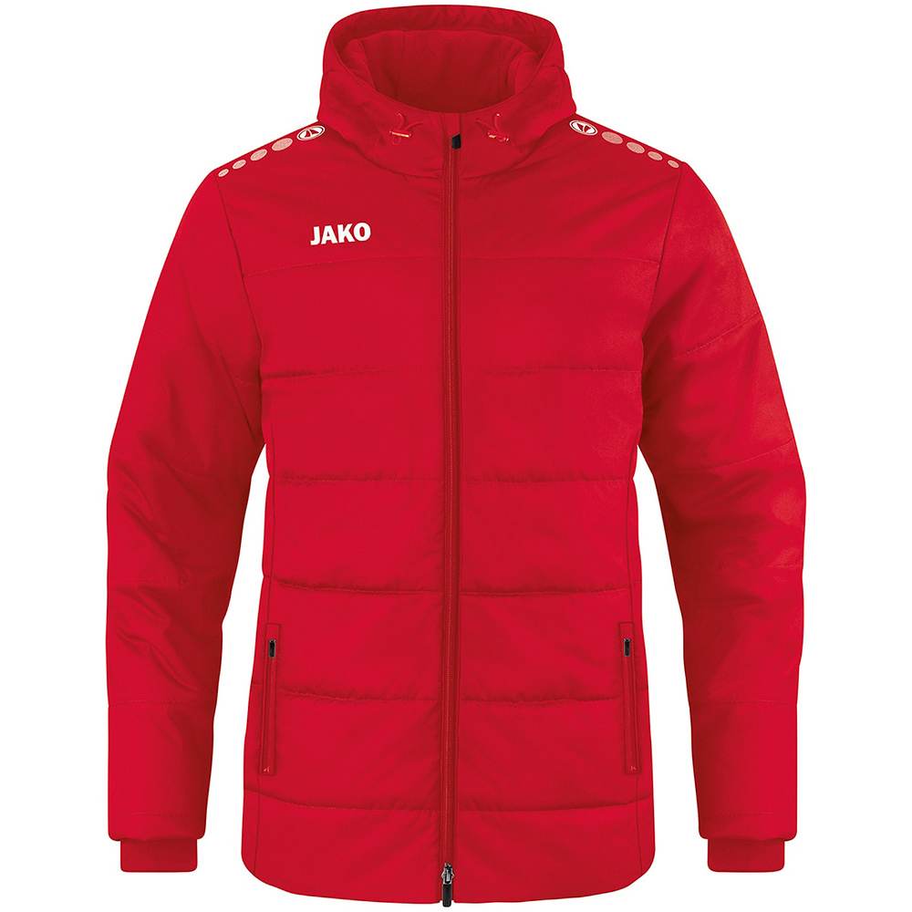 CHAQUETA COACH CON CAPUCHA JAKO TEAM , ROJA HOMBRE. 