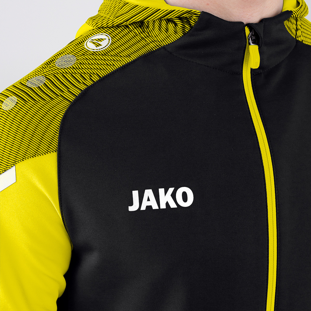 CHAQUETA CON CAPUCHA JAKO PERFORMANCE, BLACK-AMARILLA HOMBRE. 