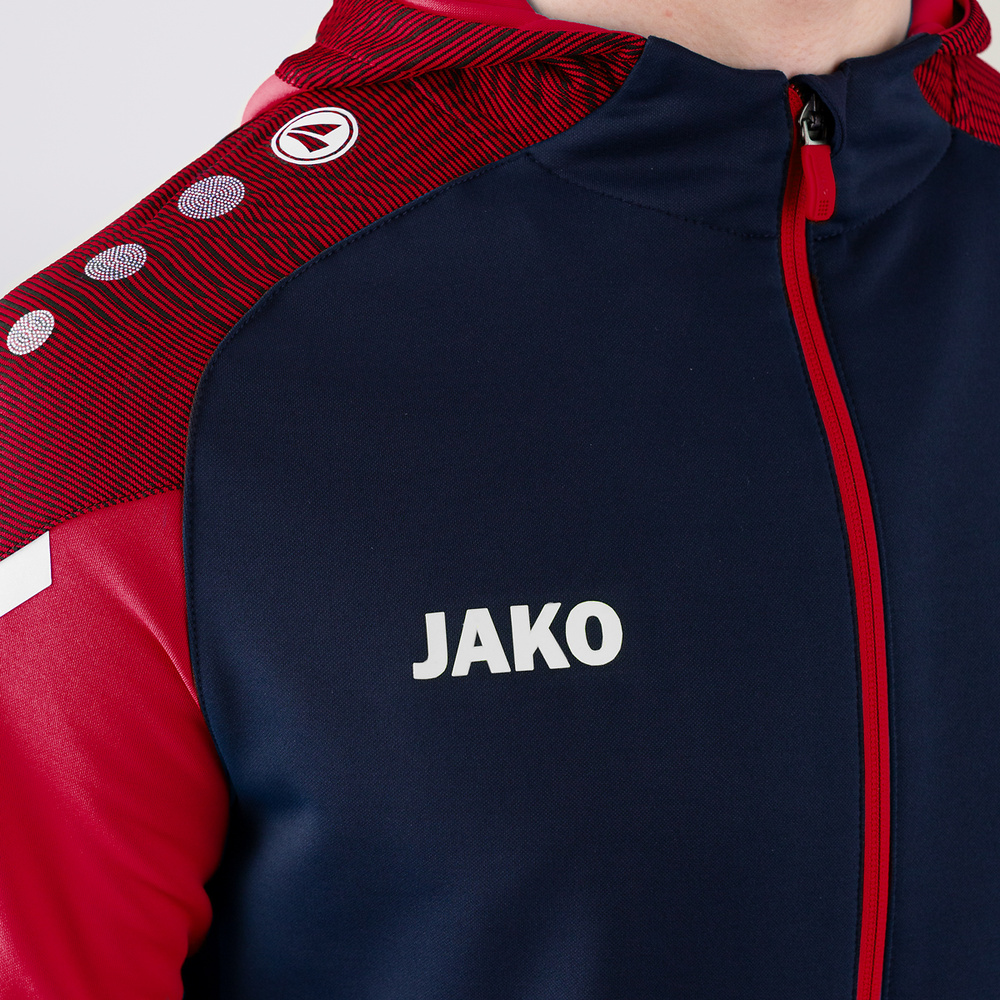 CHAQUETA CON CAPUCHA JAKO PERFORMANCE, MARINO-ROJA HOMBRE. 