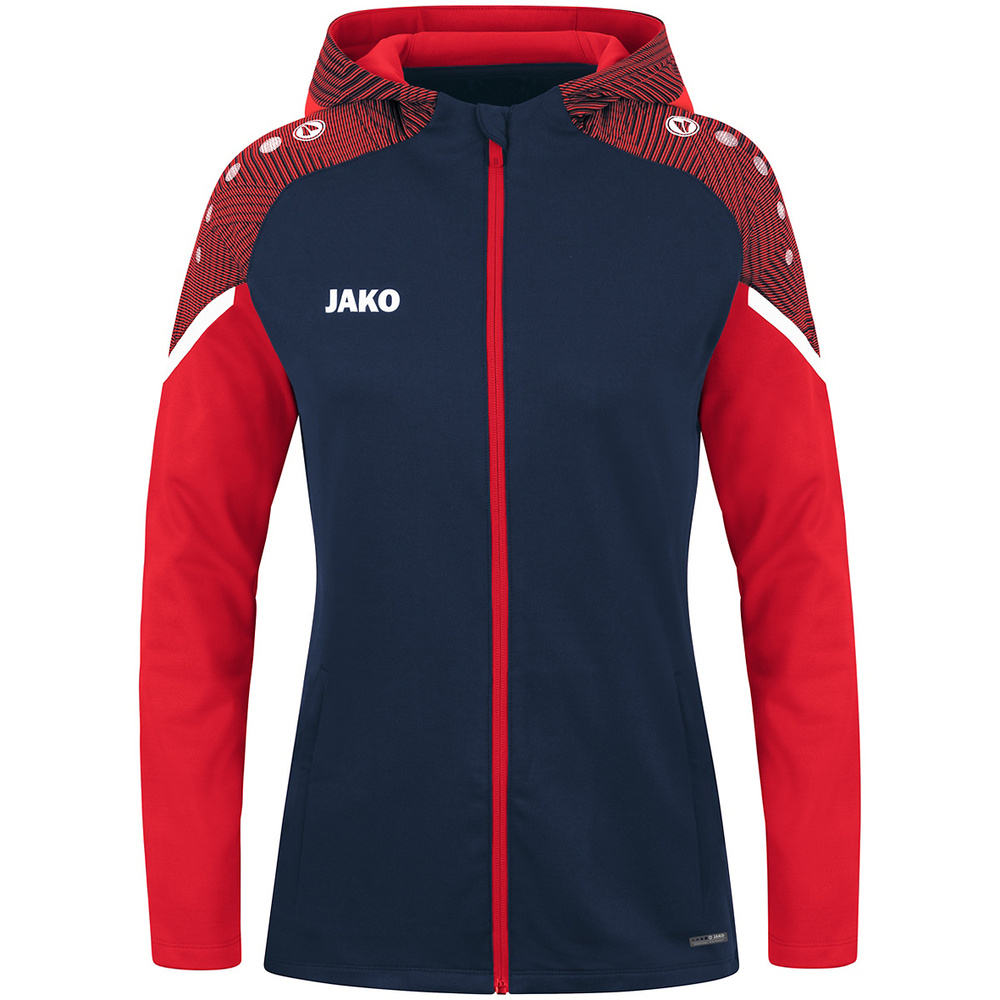 CHAQUETA CON CAPUCHA JAKO PERFORMANCE, MARINO-ROJA MUJER. 