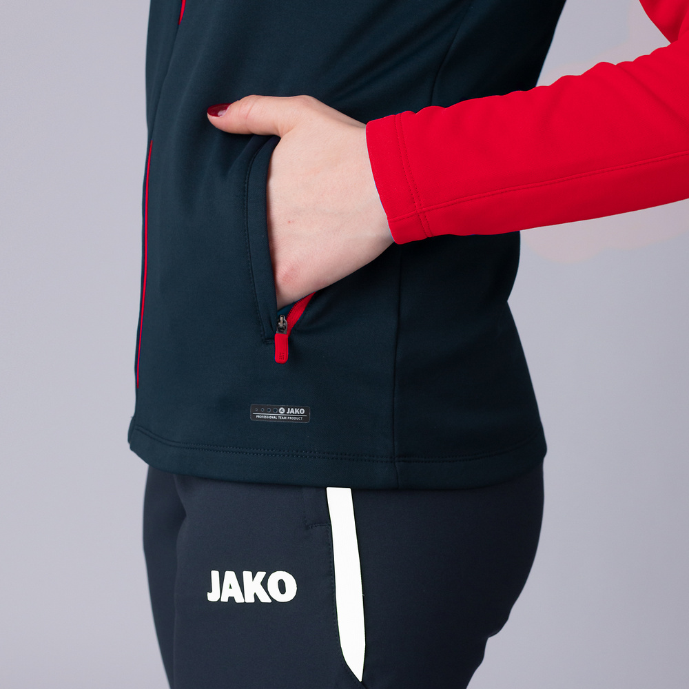 CHAQUETA CON CAPUCHA JAKO PERFORMANCE, MARINO-ROJA MUJER. 