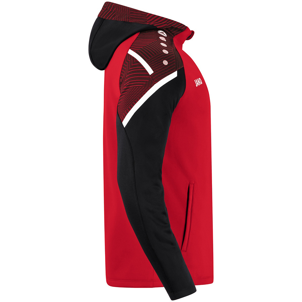 CHAQUETA CON CAPUCHA JAKO PERFORMANCE, ROJA-NEGRA HOMBRE. 