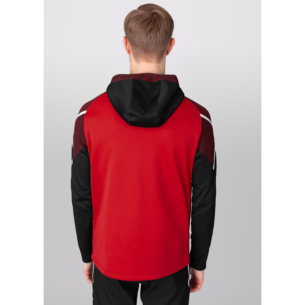 CHAQUETA CON CAPUCHA JAKO PERFORMANCE, ROJA-NEGRA HOMBRE. 