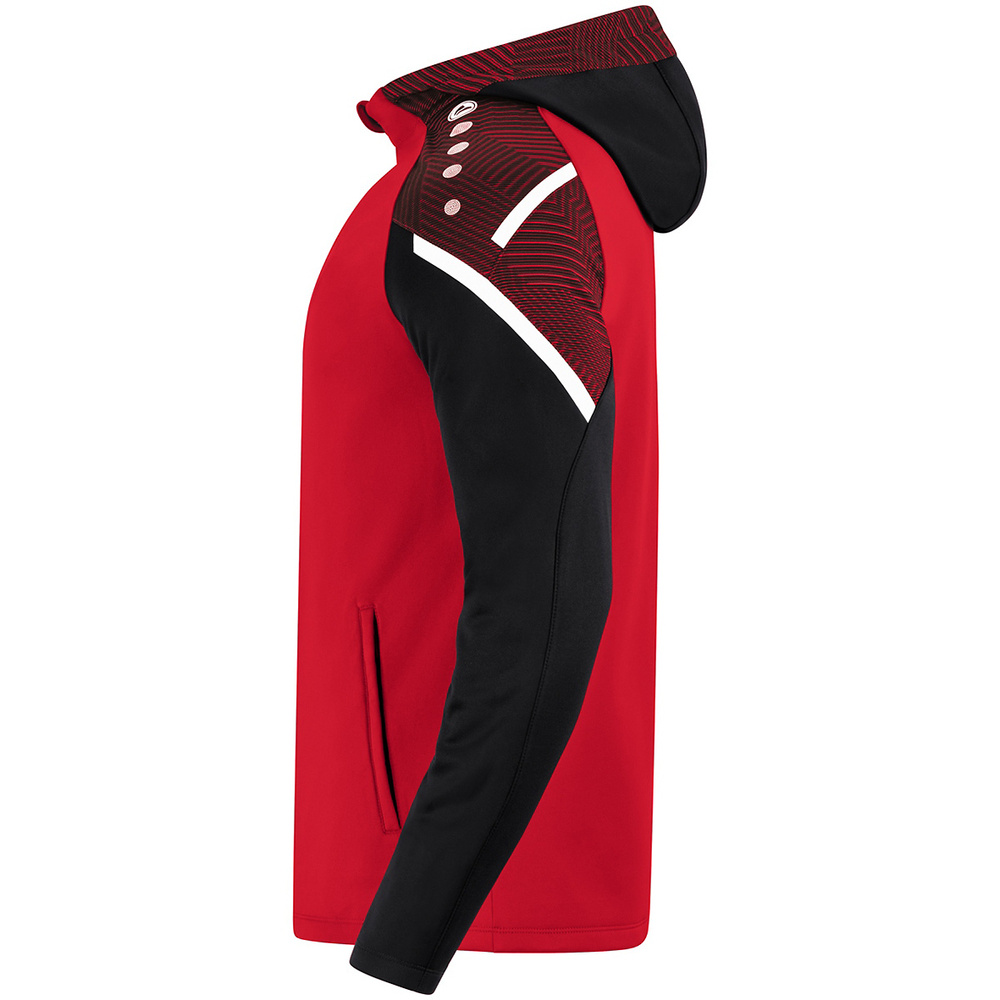 CHAQUETA CON CAPUCHA JAKO PERFORMANCE, ROJA-NEGRA NIÑO. 