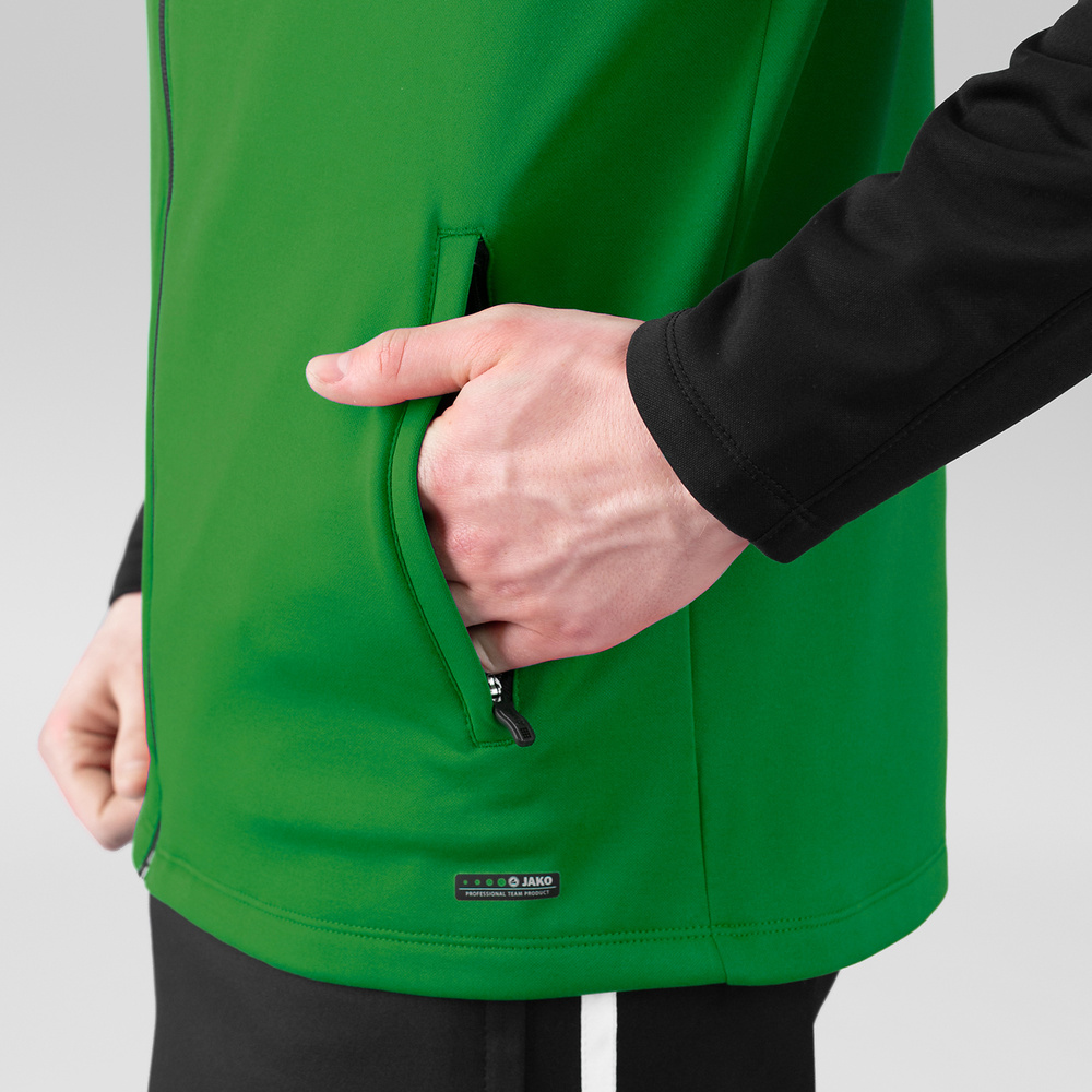 CHAQUETA CON CAPUCHA JAKO PERFORMANCE, VERDE-NEGRA HOMBRE. 